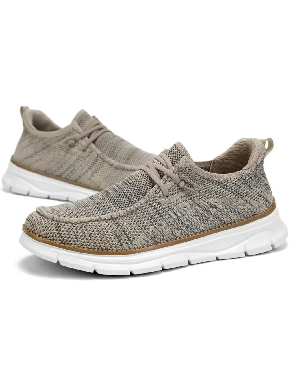 Men's Beige Tan Slip On Loafers Comfortable Boat Casual Walking Sneaker Shoes